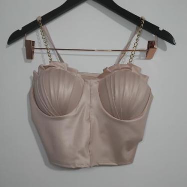 Imagem de Cropped top cirre modelo sereia com Alça corrente e bojo - M&K Shop, R