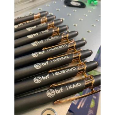 Imagem de 10 Canetas Metálica Touch - Cinza chumbo - Personalizada a Laser - Fir