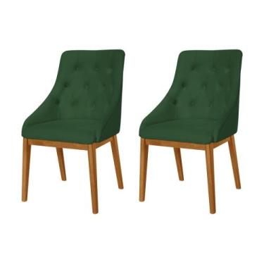 Imagem de Kit 2 Cadeiras de Jantar Luxo Estofada Elisa Anatômica Capitonê Veludo