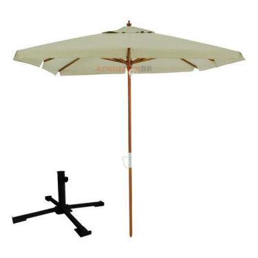 Imagem de Kit Ombrelone Madeira Quadrado 2x2m Sardenha Guarda Sol Sombreiro Bagu
