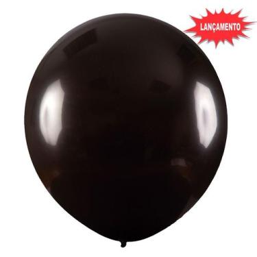 Imagem de Balão de Festa Redondo Profissional Látex Liso 24'' 60cm - Preto - 3 u