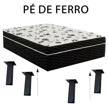 Imagem de Kit 4 Und Pé De Ferro Tipo Cannes Hairpin Legs Base de Mini Sofá Tubo Aço Quadrado 12cm Preto Medcombo