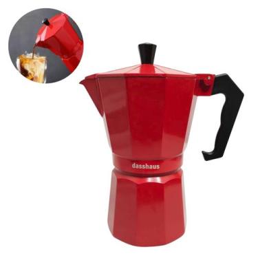 Imagem de Cafeteira Italiana manual para 9 cafés de aluminio vermelha - Dasshaus