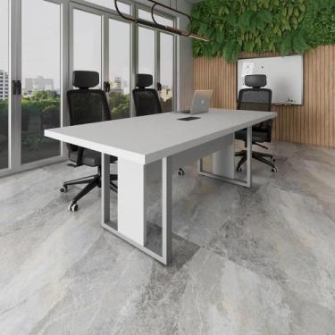 Imagem de Mesa de Reunião 2,00m 1 Caixa de Tomada Pés Metal Quadro F5 - F5 Offic