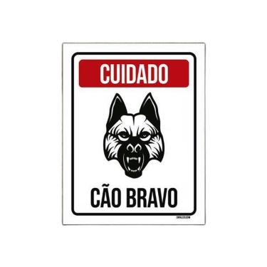 Imagem de Placa De Sinalização - Cuidado Cão Bravo 27X35