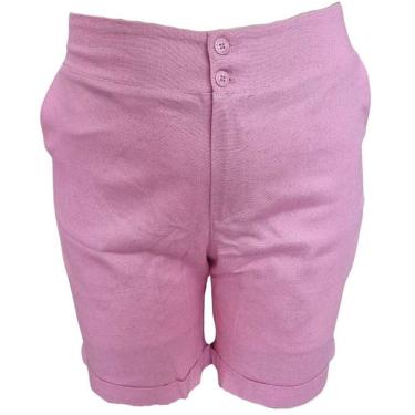 Imagem de Bermuda Social Feminina de Linho com Elástico no Cós Plus Size Raio de Luz