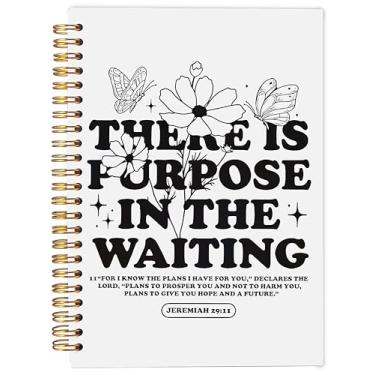 Imagem de Ecezatik Caderno cristão, há propósito no diário da Bíblia de espera para anotações, presentes cristãos para mulheres, fé, diário de escritura floral, caderno espiral 14 x 21 cm