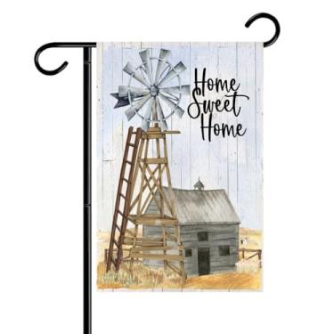 Imagem de Home Sweet Home Windmill Garden Flag #G2427 12x18 - Dupla face - Alta qualidade