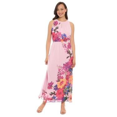 Imagem de bestmobilephonecases Maxi feminino com babados na cintura elástica, Gaze lilás/coral, G