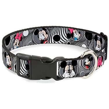 Imagem de Buckle-Down Coleira de gato Breakaway – Mickey e Minnie Peek-a-Boo Expressions Swirl preto/branco – 1,27 cm de largura – serve para pescoço de 23 a 38 cm – Grande