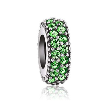 Imagem de QeenseKc Pingente espaçador com 12 pedras do mês de nascimento, para pulseira Pandöra, Metal Strass Cristal, Cristal sintético