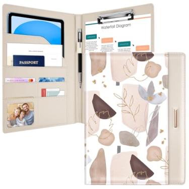Imagem de Pasta de portfólio padfolio/currículo para mulheres e homens, WAVEYU Cute Chic Padfolio Cover Folder, organizador de documentos de conferência/jurídico com prancheta tamanho carta/A4, capa para
