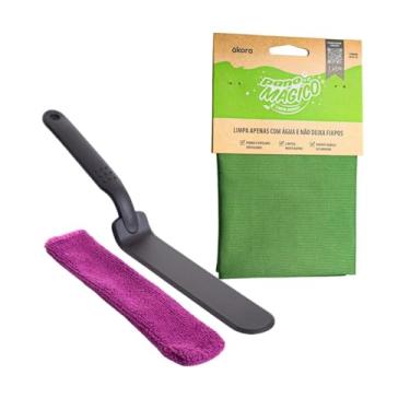 Imagem de 01 Pano Mágico Limpa Vidros 40x40cm Ecomais + Kit Limpeza de Vãos Ákora Limpa Box e Blindex e Frestas