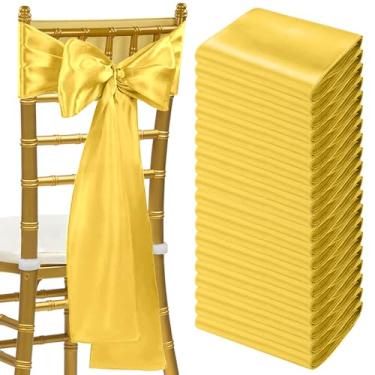 Imagem de Vencede 65 faixas de cadeira de cetim douradas, 65 peças, para recepção de casamento, restaurante, banquete, festa, hotel, eventos, decorações (ouro claro, 18 x 274 cm)