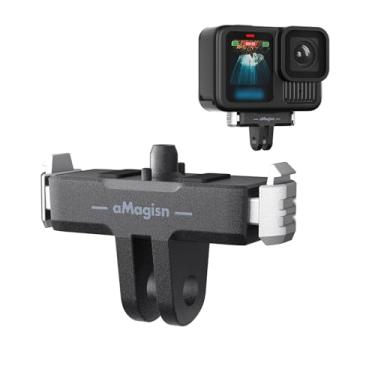 Imagem de Aovee Suporte magnético de liberação rápida compatível com GoPro Hero 13 preto, acessórios de adaptador de câmera com trava de metal para Go Pro 13 (plástico)
