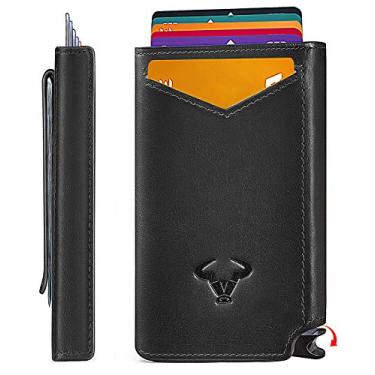 Imagem de Carteira masculina fina para cartão, carteira de alumínio Bigant com clipe de dinheiro para presente, 8 cartões, bloqueio de RFID, Black1638, One_Size, Carteira RFID