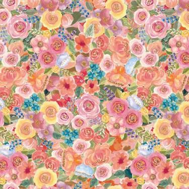 Imagem de Simon&Siff Papel de parede floral rosa aquarela flores papel de parede removível para quarto armário de banheiro amigável 43,9 cm x 203,2 cm