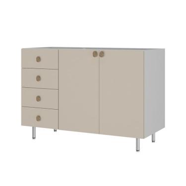 Imagem de Balcão de Cozinha sem Tampo Maranello 100% MDF 2 Portas 4 Gavetas Bege