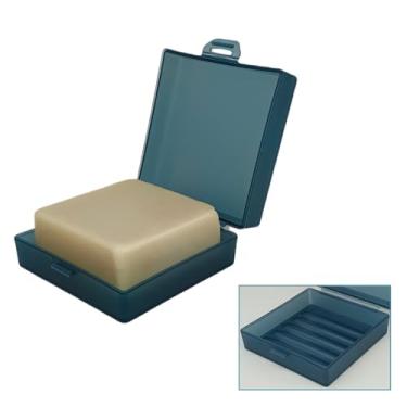 Imagem de Elimeta Suporte quadrado de saboneteira para chuveiro, recipiente de sabão de viagem com tampa, caixa de sabão leve à prova d'água para sabonete masculino Dr. Squatch para viagem, higiene pessoal,