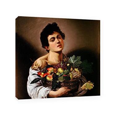 Imagem de Arte de parede em tela clássica emoldurada - Michelangelo Merisi Caravaggio Impressões - reprodução de pinturas a óleo famosas - Menino com uma cesta de frutas - Fotos de arte em tela Arte de parede