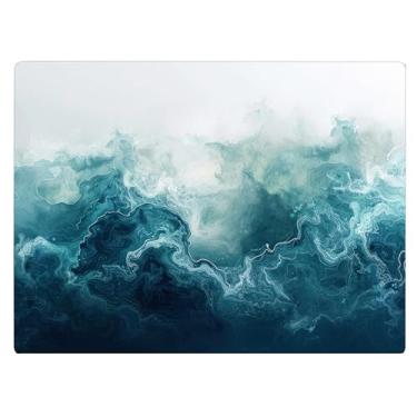 Imagem de Tábua de corte de vidro de cozinha de mármore azul escuro presente decorativo oceano pedra de granito marmorizado presente para sua mãe esposa (mármore branco azul escuro)