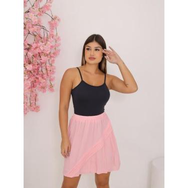 Imagem de Saia Feminina Plissada Cintura Alta com Forro Leve e Confortável - SML