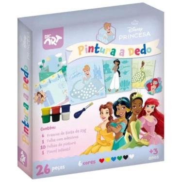 Imagem de Pintura A Dedo Princesa Disney Tinta Pincel Infantil 18 Peça