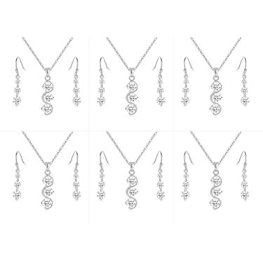 Imagem de ZHUWE Conjunto de joias de dama de honra, presente para mulheres, ouro 18K, ouro rosa ou prata, conjunto de brincos para casamento, Cobre, Zircônia cúbica