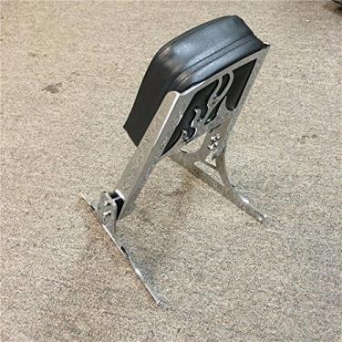 Imagem de SMT- Chrome Flame Backrest Sissy Bar com almofada de couro compatível com H-D Softail Flstc Flstf Flstn Flsts FLSTSC FXST FXSTB FXSTS FXSTSB [B013T6P286]