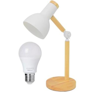 Imagem de Luminária Mesa Abajur 45cm Articulada Retrô Madeira Gimpo KJTD-685-PAI