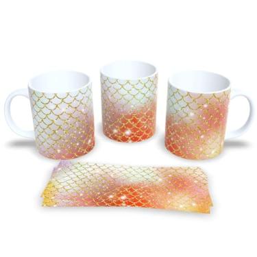 Imagem de Caneca Branca de Porcelana Personalizada Escamas de Sereia (Mod.9)