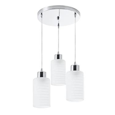 Imagem de Luminária Pendente em Vidro Branco Bivolt Bancada/Sala 3 Lâmpadas