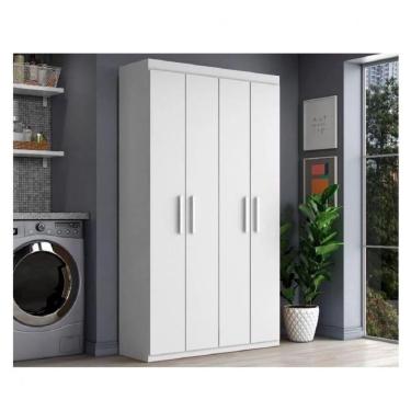 Imagem de Armário Multiuso Barcelona Com 4 Portas 8 Prateleiras Branco Móveis Leartam