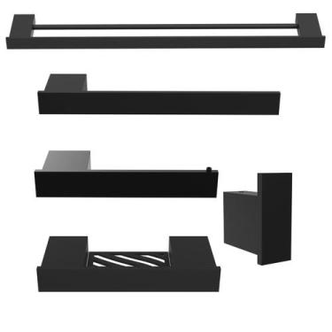 Imagem de Kit Acessórios Para Banheiro 5 Peças Duplo Preto F.Master - Fassin Sho