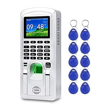 Imagem de bns7fapq Relógio de ponto controle de acesso por impressão digital TCP/IP biométrico tempo e assiduidade relógio perfurador produtos eletrônicos de escritório (cor: preto) (prata)