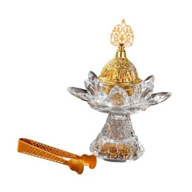 Imagem de Fenteer Queimador de incenso de vidro, ornamento de queimador de incenso árabe Bakhoor Burner, titular do cone de incenso de lótus para cristão, meditação