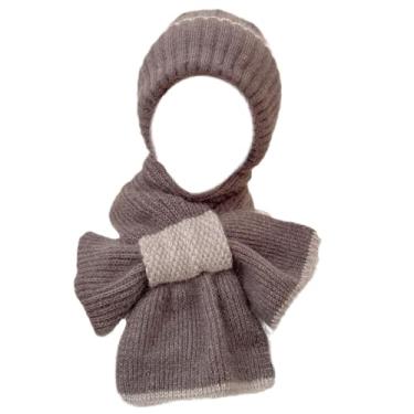 Imagem de Cachecol com capuz para mulheres, 159 cm, cachecol com capuz de pelúcia grosso com costura de duas cores, cachecol de inverno integrado para roupas de inverno e calor, cachecol cinza de inverno