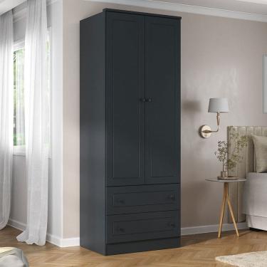 Imagem de Guarda-Roupa Solteiro Fort 2 Portas 2 Gavetas 100% Mdf Grafite - Manbel
