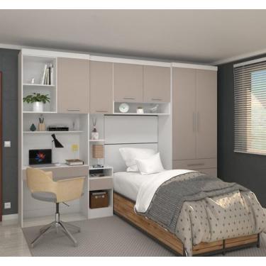 Imagem de Guarda Roupa Dormitório Modulado Alpes Solteiro Bancada de Estudo - Ro