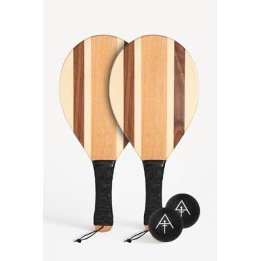 Imagem de Artemare Conjunto de Bola de Remo Frescobol (Listras de Praia) – Vem com 2 Remos, 2 Bolas e Saco de Lona com Cordão