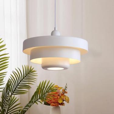 Imagem de Zoxxoz Luminária Pendente Industrial, Luminária Pendente Nórdica De Teto De 14'', Design De Cúpula Metálica De 3 Camadas, Luminária Pendente Vintage Embutida Para Ilha De Cozinha, Mesa De Jantar, S