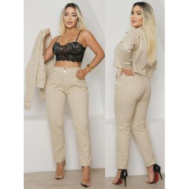 Imagem de Calça Mom Jeans Feminina com Elástico na Cintura Barra Dobrada Versáti