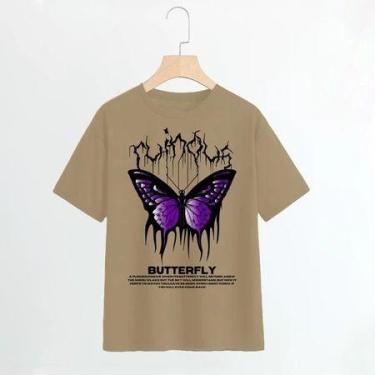 Imagem de Camisa camiseta básica streetwear "Borboleta roxa BUTTERFLY" - loja di