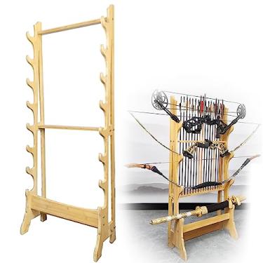 Imagem de Suporte de espada suporte para espadas, suporte para espadas de 4, 5, 6 e 8 camadas, suporte para katanas, suporte para exibição de armas no chão, suportes verticais de madeira para espadas de ar