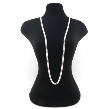 Imagem de Corrente Masculina 70Cm 4Mm Largura Folheada Prata Cr848 - Wnbijouteri