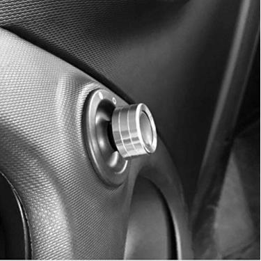 Imagem de SHIFENG Adesivo de anel de acabamento de botão de ajuste de espelho retrovisor de alumínio para Mercedes-benz New 453 Smart fortwo forfour acessórios (prata)