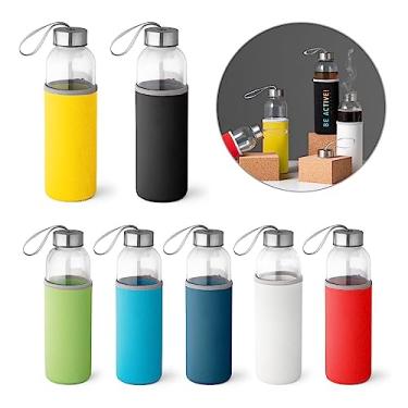 Imagem de Squeeze Vidro E Inox 520Ml Com Alça E Luva Soft Shell (Vermelho)