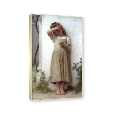 Imagem de NHLDZYH Moldura dourada champanhe. Impressões de arte William Adolphe Bouguereau - Pintura de retrato - (Menina 11) - Pôster temático de mitologia grega - Pôster de decoração de parede vintage. 70 x