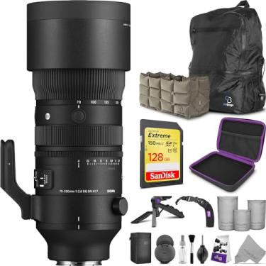 Imagem de Sigma Lente esportiva 70-200 mm f/2.8 DG DN OS para Sony E Mount com acessório avançado de foto de altura e pacote de viagem