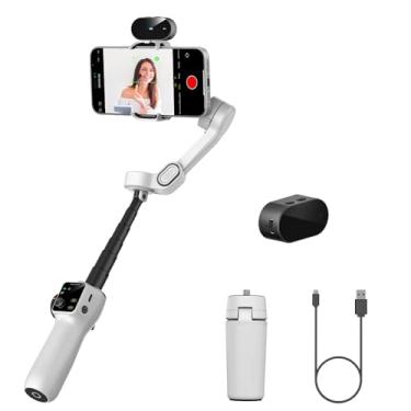 Imagem de AOCHUAN Estabilizador gimbal para gravação de vídeo, gimbal de smartphone de 3 eixos com sensor de rastreamento de IA para vlogging, haste de extensão de 19 cm, botão de gatilho, YouTube Tiktolk